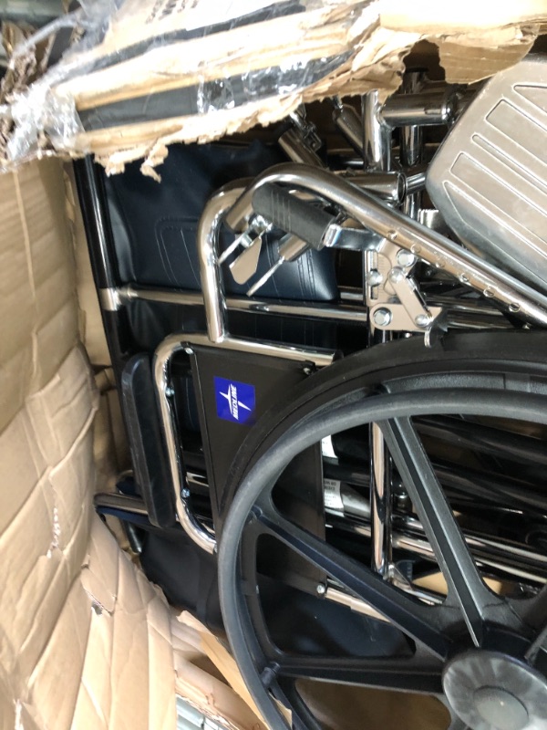 Photo 4 of *ACTUAL COLOR IS BLUE*
Medline Excel Extra-Wide Bariatric Wheelchair, 24 Wide Seat, Desk-Length Removable Arms, Swing Away Footrests, Chrome Frame
