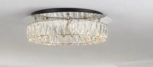 Photo 1 of Keighley Crystal 100-Watt Polished Chrome Integrated LED Flush Mount
