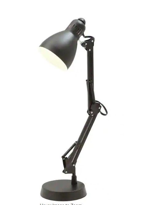 Photo 1 of 22 in. Matte Black Architect Desk Lamp with Adjustable Arm
