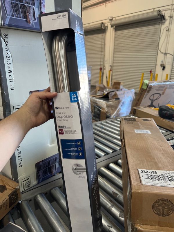 Photo 1 of 24 in. x 1-1/2 in. Exposed Screw ADA Compliant Grab Bar in Brushed Stainless Steel
