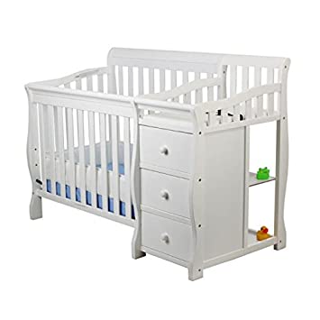 Photo 1 of Dream On Me Jayden 4-in-1 Mini Convertible Crib And Changer in White, Greenguard Gold Certified, 56.75x29x41 Inch (Pack of 1)
