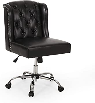 Photo 1 of Christopher Knight Home Tammy Contemporary Wingback Tufted Swivel Office Chair, Midnight Black
