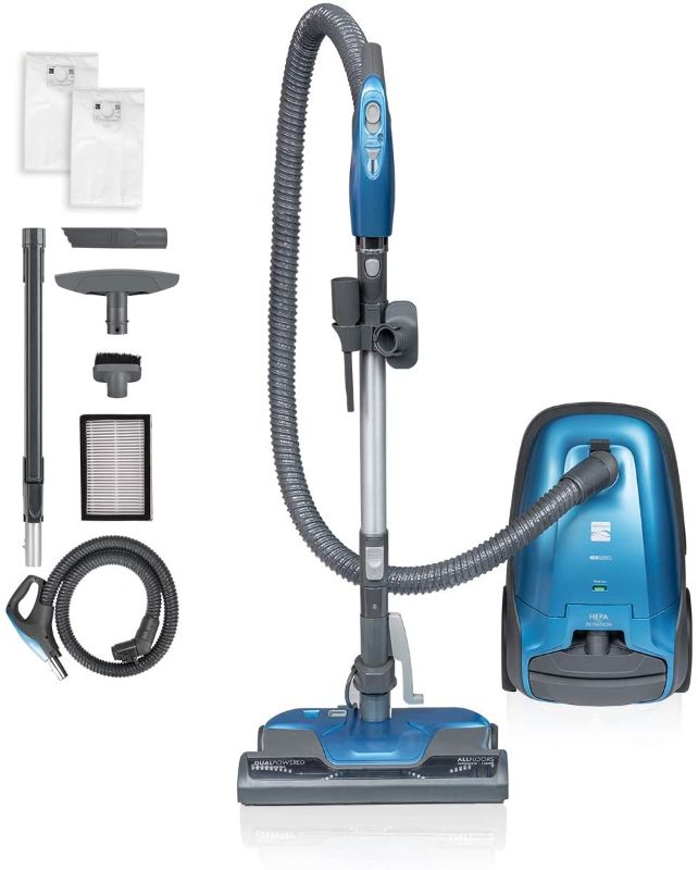 Photo 1 of **ONLY WORK ON CARPET**
Kenmore BC3005 Pet Friendly Lightweight Bagged Canister Vacuum Cleaner with Extended Telescoping Wand, HEPA, 2 Motors, Retractable Cord, and 4 Cleaning Tools
