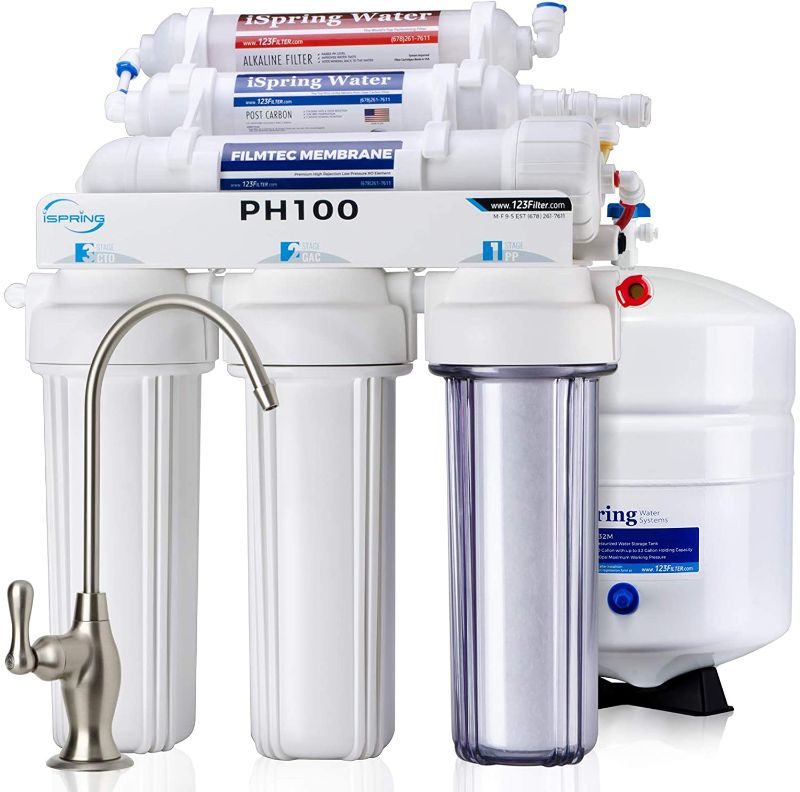 Photo 1 of ***PARTS ONLY*** iSpring PH100 pH+ 6-Stage Under Sink Reverse Osmosis RO Drinking Water Filtration System 100 GPD Fast Flow 1:1 Pure to Waste Ratio with Alkaline Remineralization, US Made Filters
