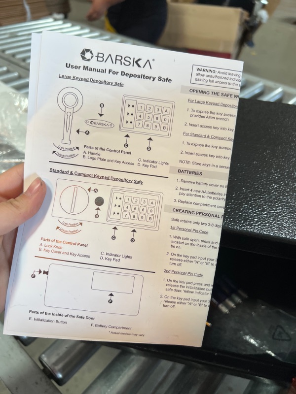 Photo 2 of BARSKA AX11934 Compact 0.57 Cubic Ft Digital Multi-User Keypad Security Business Depository Drop Safe with Front Load Drop Box for Money, Cash & Mail Lock Box
COSMETIC DAMAGE AND MISSING KEY!!!!!!!!!