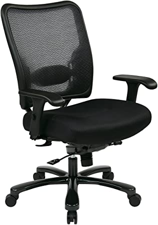 Photo 1 of SPACE Seating Big and Tall AirGrid Back and Padded Mesh Seat, Adjustable Arms, Gunmetal Finish Base Ergonomic Managers Chair, Black
