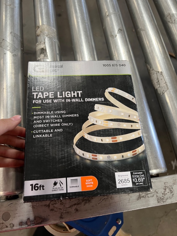 Photo 2 of 16 ft. LED AC Dimmable White Tape Light Kit Under Cabinet Light
