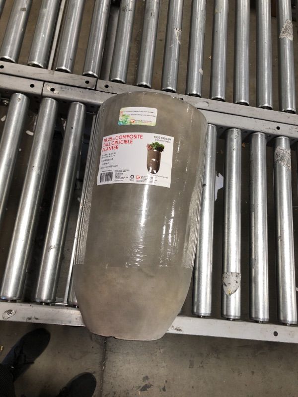 Photo 1 of 10 in. W x 18.25 in. H Composite Tall Crucible in Smooth Cement
