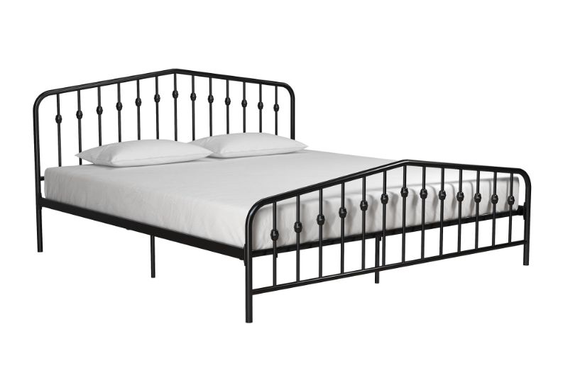 Photo 1 of Novogratz Bushwick Metal Bed with Headboard and Footboard Modern Design King Size - Black