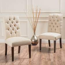 Photo 1 of *MISSING LEGS* Crown Ivory Linen Dining Chair (Set of 2)