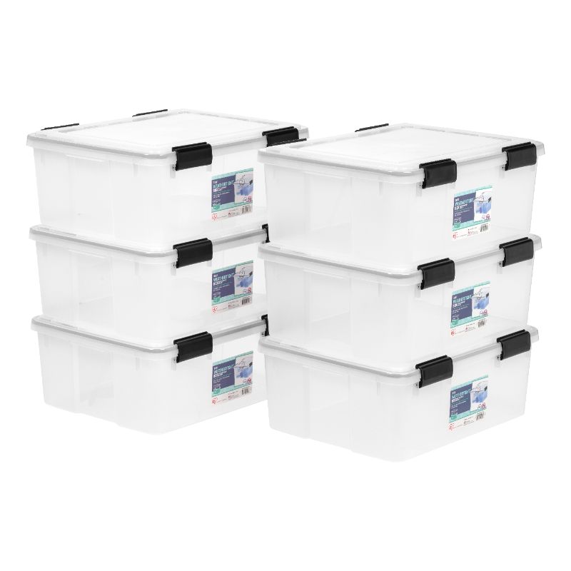 Photo 1 of IRIS 30 Quart WEATHERTIGHT® Storage Box, 6 Pack, Clear