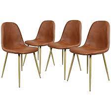 Photo 1 of ***PARTS ONLY*** GreenForest Dining Chairs Set of 4,Washable PU Leather Dining Chair Cushion Upholstered Seat Kitchen Room Side Chair with Metal Legs for Living Room, Camel Brown
