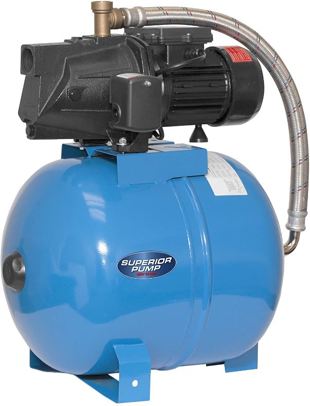 Photo 1 of **DAMAGED** Superior Pump 94553 1/2 HP Cast Iron Shallow Well Jet Pump Kit, 50L Tank, Black
