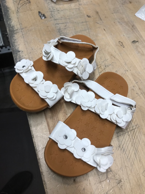 Photo 2 of Beautoday Girl's Flower Open Toe Strap Sandals Flat White Sandal Water Sandals(Toddler/Little Kid) SIZE 29 US 12 
