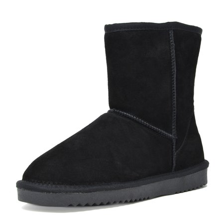 Photo 1 of DREAM PAIRS Womens Faux Fur Mid Calf Sheepskin Insole Winter Ankle Snow Boots US SHORTY_NEW BLACK Size 7
