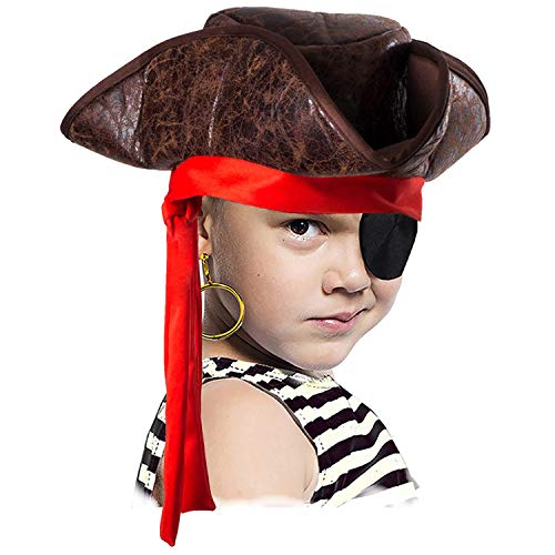 Photo 1 of Pirate Hat for Kids - 3 Pc Set - Pirate Hat and Eye Patch - Pirate Accessories - Pirate Costumes Tigerdoe
