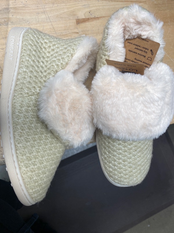 Photo 2 of LongBay Women's Comfort Knit Bootie Slippers Soft Cozy Memory Foam Plush Faux Fur Lining Slip on Boots Shoes
