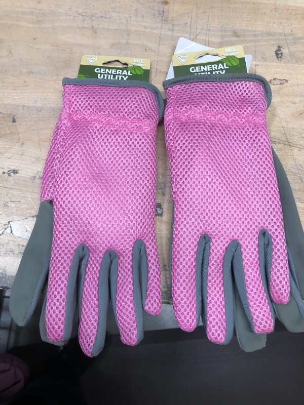 Photo 2 of 2 PACK OF West Chester Protective Gear Women's Large Hi-Dexterity Garden Gloves, Pink/Gray
