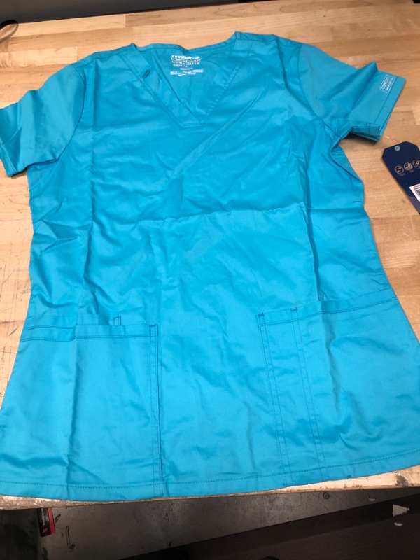 Photo 2 of CHEROKEE Stretch Women Scrubs Top V-Neck WW630, XS, Turquoise - X-Small,Turquoise