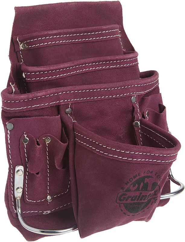 Photo 1 of Graintex SS1123 10 Pocket Nail & Tool Pouch Purple Color Suede Leather 