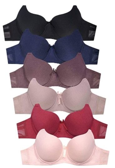 Photo 1 of Mamia Women's Basic Lace/Plain Lace Bras (Pack of 6)- Various Styles