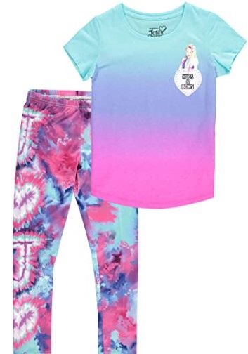 Photo 1 of Jojo Siwa Girls' Tie Dye Short Sleeve T-Shirt and Leggings Set size 6