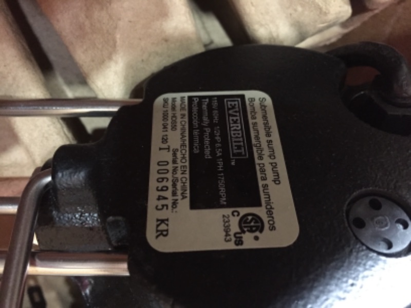 Photo 1 of 1/2 HP Cast Iron Sump Pump
