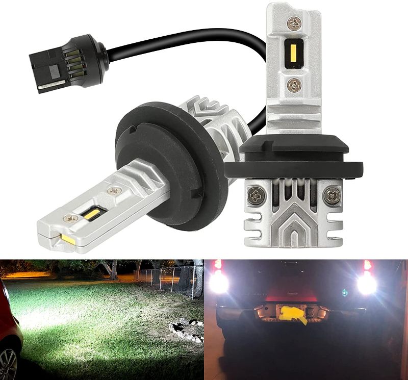 Photo 1 of 7440 7441 LED Reverse Lights Bulbs, 7440A W21W CANBUS Error Free LED Bulbs 4400 Lumens for Back Up Reverse Light Tail Brake Parking Lights, 6500K White
