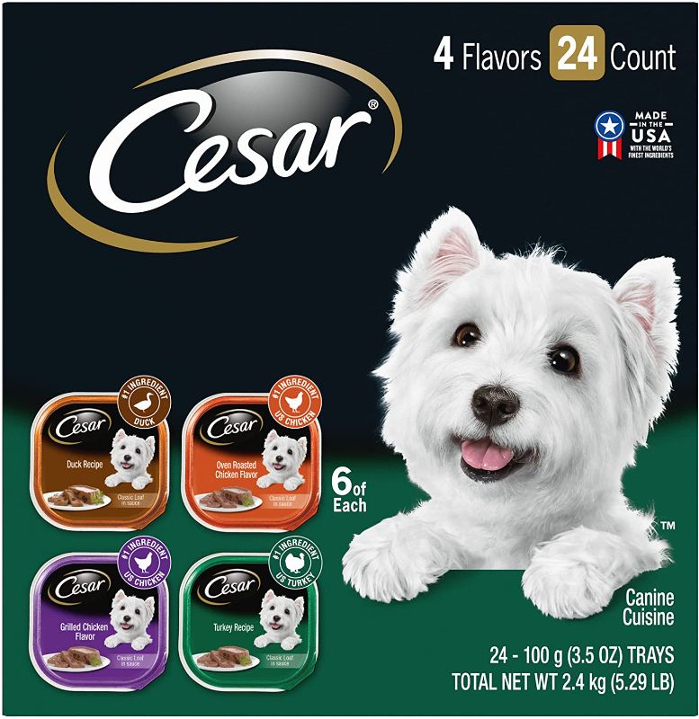 Photo 1 of ***NON- REFUNDABLE***
01/29/23
CESAR Soft Wet Dog Food Classic Loaf in Sauce Poultry Variety Pack, (24) 3.5 oz. Easy Peel Trays with Real Chicken, Turkey or Duck
