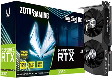 Photo 1 of ZOTAC Gaming GeForce RTX 3060 Twin Edge OC 12GB GDDR6 192-bit 15 Gbps PCIE 4.0 Gaming Graphics Card, IceStorm 2.0 Cooling, Active Fan Control, Freeze Fan Stop ZT-A30600H-10M