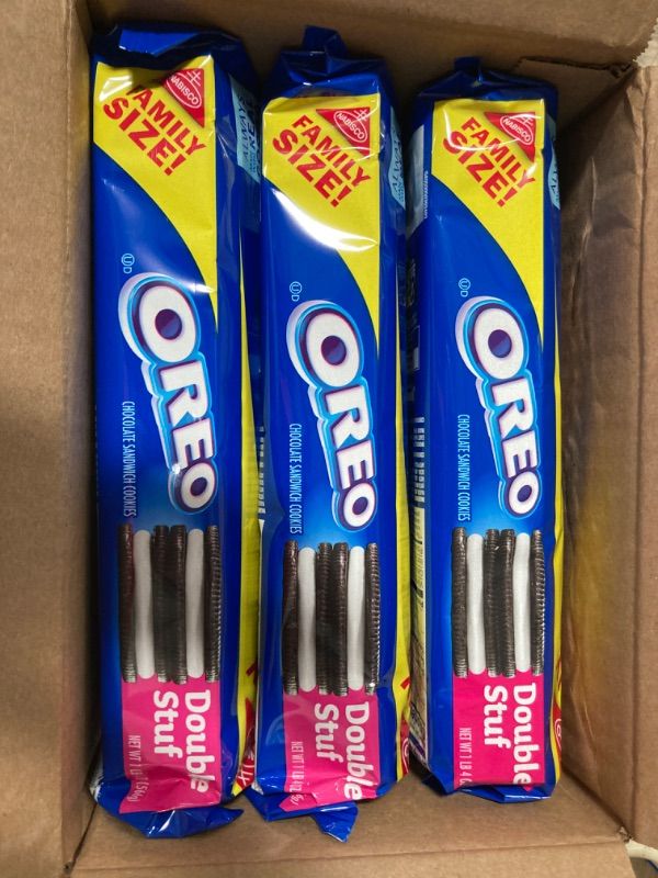 Photo 2 of **NON-REFUNDABLE** Exp: 1/14/22 OREO Double Stuf Chocolate Sandwich Cookies, Family Size, 3 Packs
