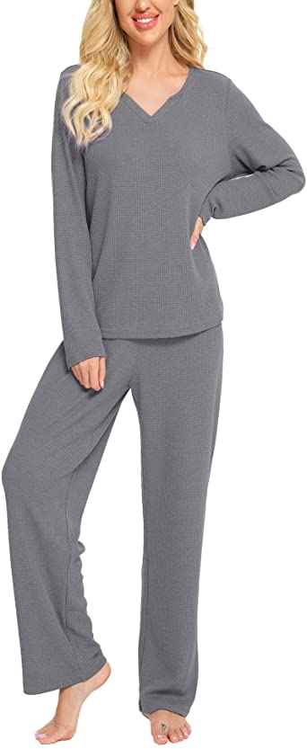 Photo 1 of Chomoleza Womens Pajamas Set Short/Long Sleeve Pullover Sweatshirt and Drawstring Sweatpants 2 Piece Sport Outfits Sets
