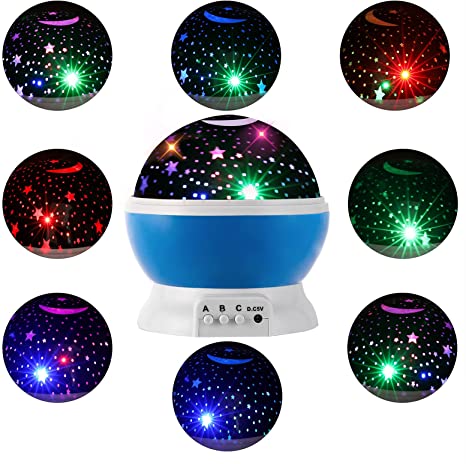 Photo 1 of Children Night Light, Starry Sky Light, for Children, Starry Sky Projector, Children Bedroom Lights, Kids Gifts, Christmas, Birthday Gifts, 360-Degree Rotation, Variable Color Lights. (Blue) 2 pack 
