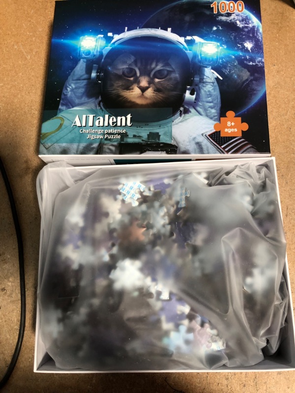 Photo 1 of AlTalent Space Astronaut Cat Puzzle -1000 Piece Jigsaw Puzzle for Adult Kids Pet Puzzle for Cats Educational Intellectual Decompressing Fun Family Game,DIY Mural Toys Gift,Artwork,Sci-Fi Cat Puzzles

