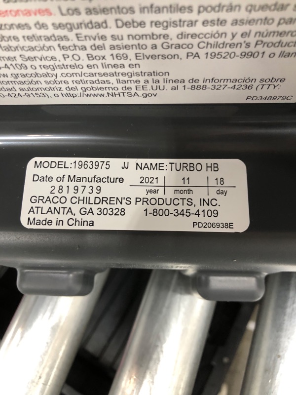 Photo 3 of manufacture date: 11/18/2021
Graco TurboBooster Highback Booster Seat, Glacier
