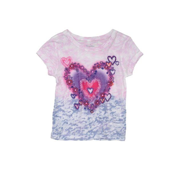 Photo 1 of Kidsy Girls Big Heart Graphic Printed Peruvian Cotton T-Shirt (size 6T) (2 pack)
