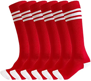 Photo 1 of 3 Pairs of juDanzy Knee High Boys or Girls Stripe Tube Socks for Soccer, Basketball, Uniform and Everyday Wear
