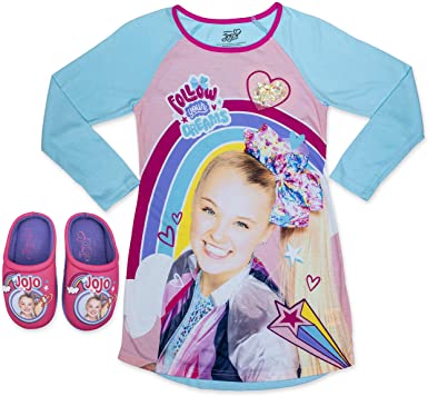 Photo 1 of JoJo Siwa Long Girls Pajama Set with Slippers, Dorm Pajama Girls sizes
