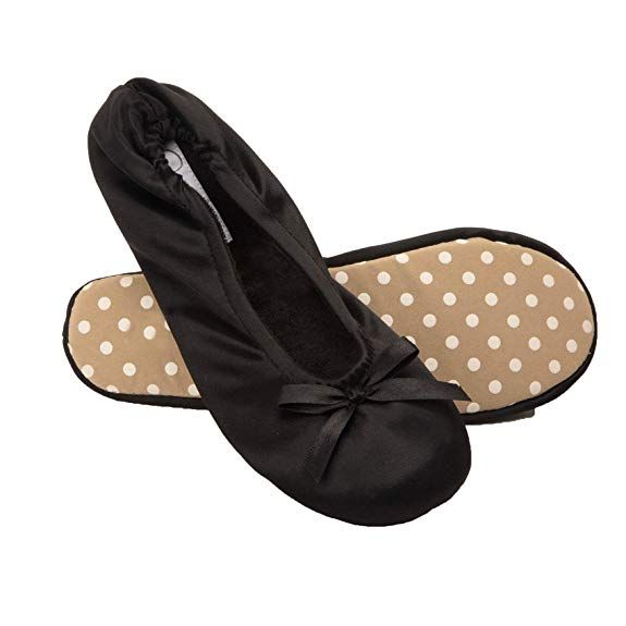 Photo 1 of Jessica Simpson Women's Satin Ballerina Yoga Slipper with Bow (Large)