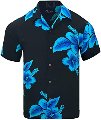 Photo 1 of Favant Tropical Luau Beach Hibiscus Floral Print Men’s Hawaiian Aloha Shirt (XL)
