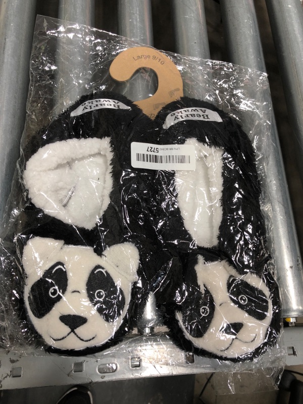 Photo 2 of Faceplant Dreams"Bearly Awake" Black and white Panda Bear Slipper Footsies (9/10)
