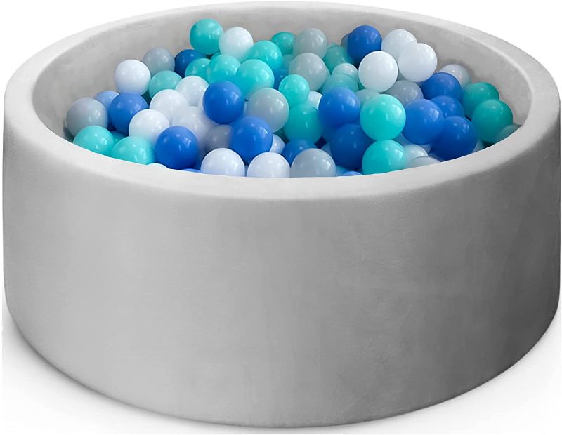 Photo 1 of Foam Ball Pit with 200 Balls Round Ball Pit for Babies Kids Toddler 2.75in Thickness Ball Pit 36 × 12 inch Soft Playpen -Grey
