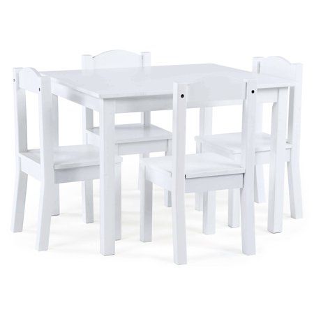 Photo 1 of Humble Crew Kids Wood Table and 4 Chairs Set, White/White - N/a
