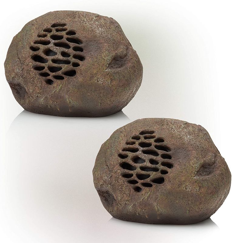 Photo 1 of ***PARTS ONLY*** Alpine Corporation Weather-Resistant Bluetooth Solar-Powered Outdoor Wireless Rock Speaker – Set of 2