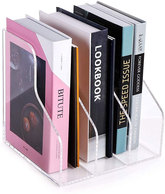 Photo 1 of SANRUI Magazine File Holder Vertical Upright Compartments File Organizer for Desk,Clear Acrylic
