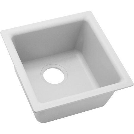 Photo 1 of ELG1616WH0 15.7 X 15.7 X 7.7 in. Quartz Classic Single Bowl Dual Mount Bar Sink - White
