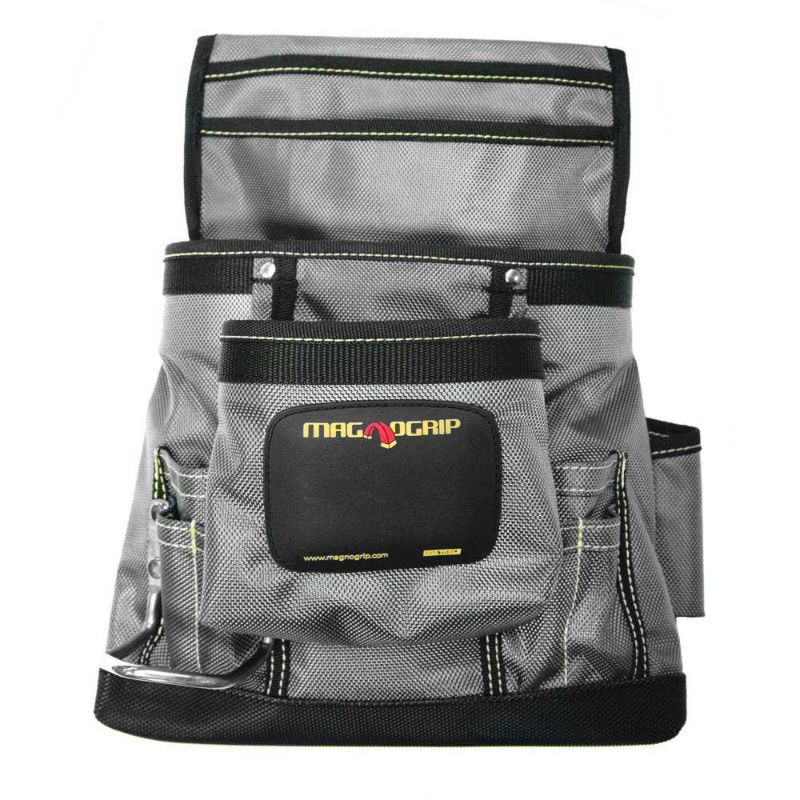 Photo 1 of MagnoGrip 11 in. 10-Pocket Platinum Magnetic Tool Pouch with Belt, Gray
