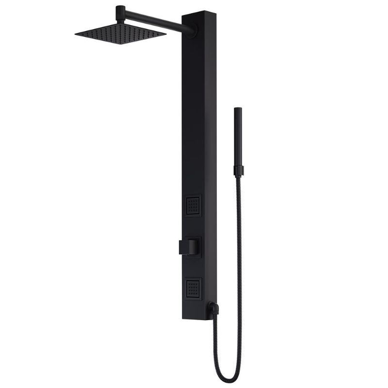 Photo 1 of Orchid 39 in. 2-Jet High Pressure Shower System with Fixed Rainhead and Handheld Dual Shower in Matte Black