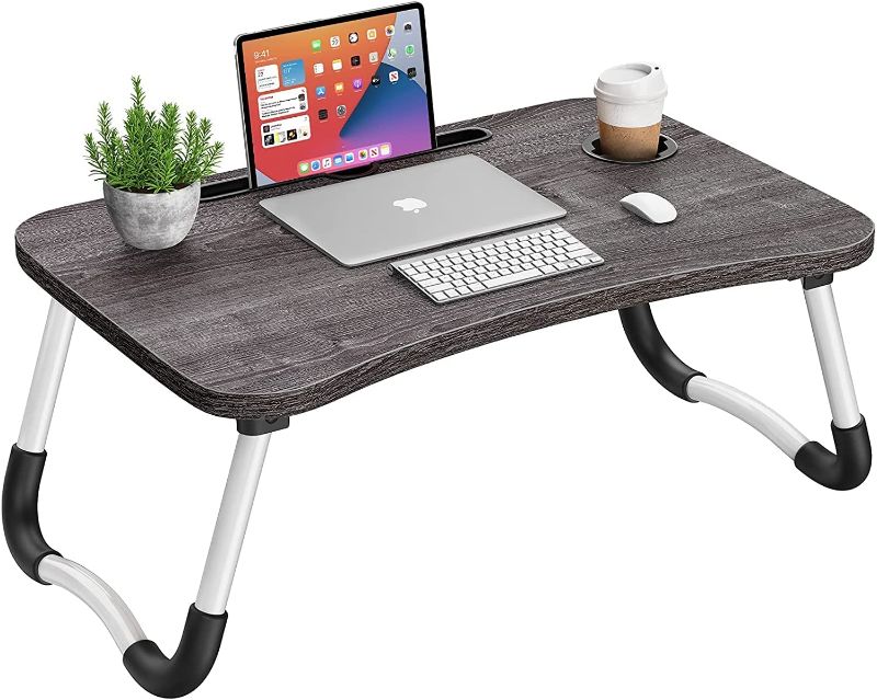 Photo 1 of Laptop Bed Desk Lap Tray: Large Portable Foldable laptray Computer bedtray Table for Writing Reading Eating Breakfast XXL lapdesk on Low Sitting Floor or Adult Laying Couch
