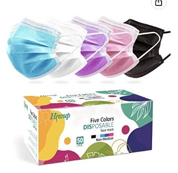 Photo 1 of (X3) Colored Disposable Face Masks 50 Pack, Face Mask Suitable For Adults And Teens
